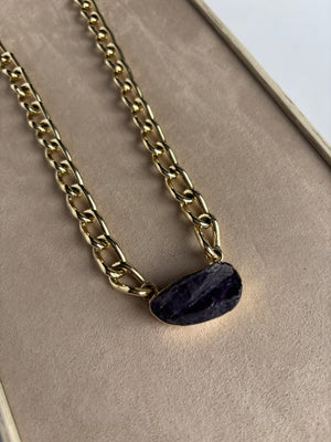 Rhiana chainlink gemstone toggle necklace