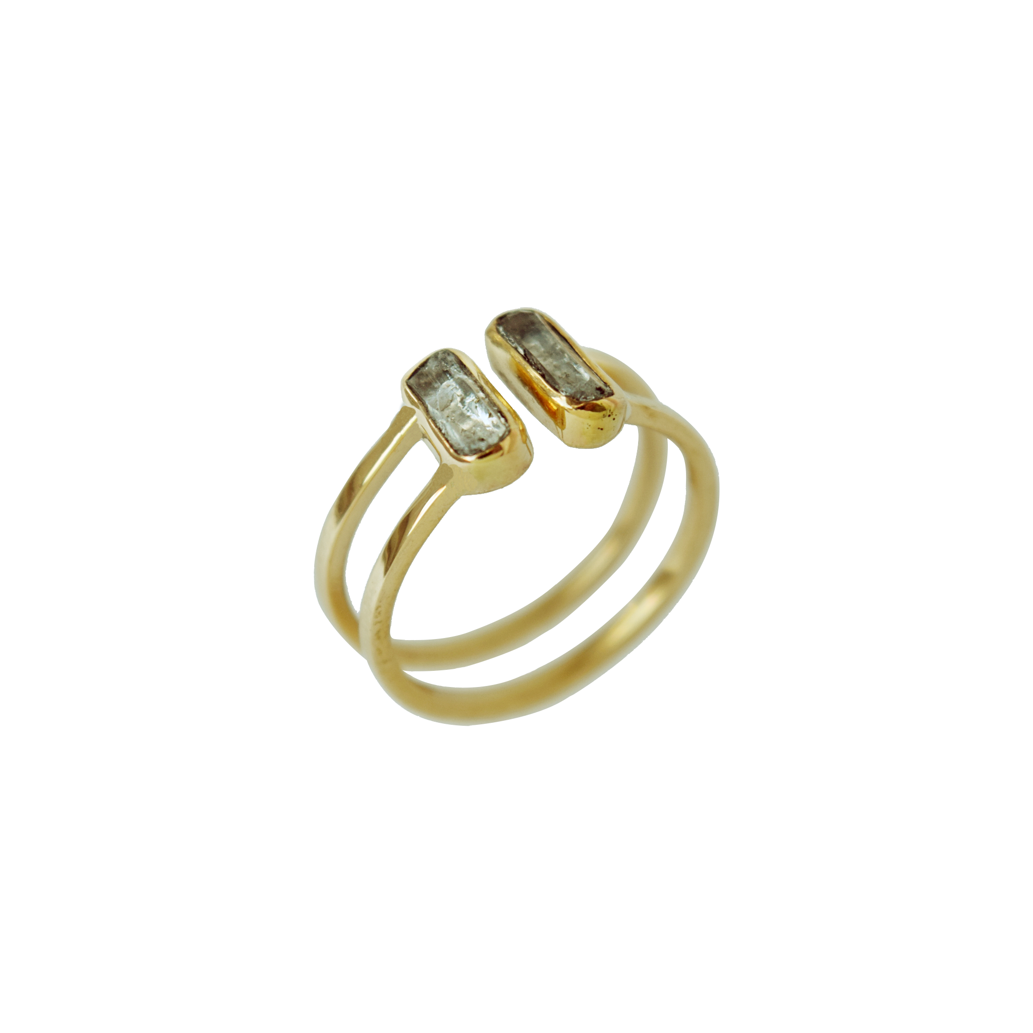Ilumina double band double gemstone ring