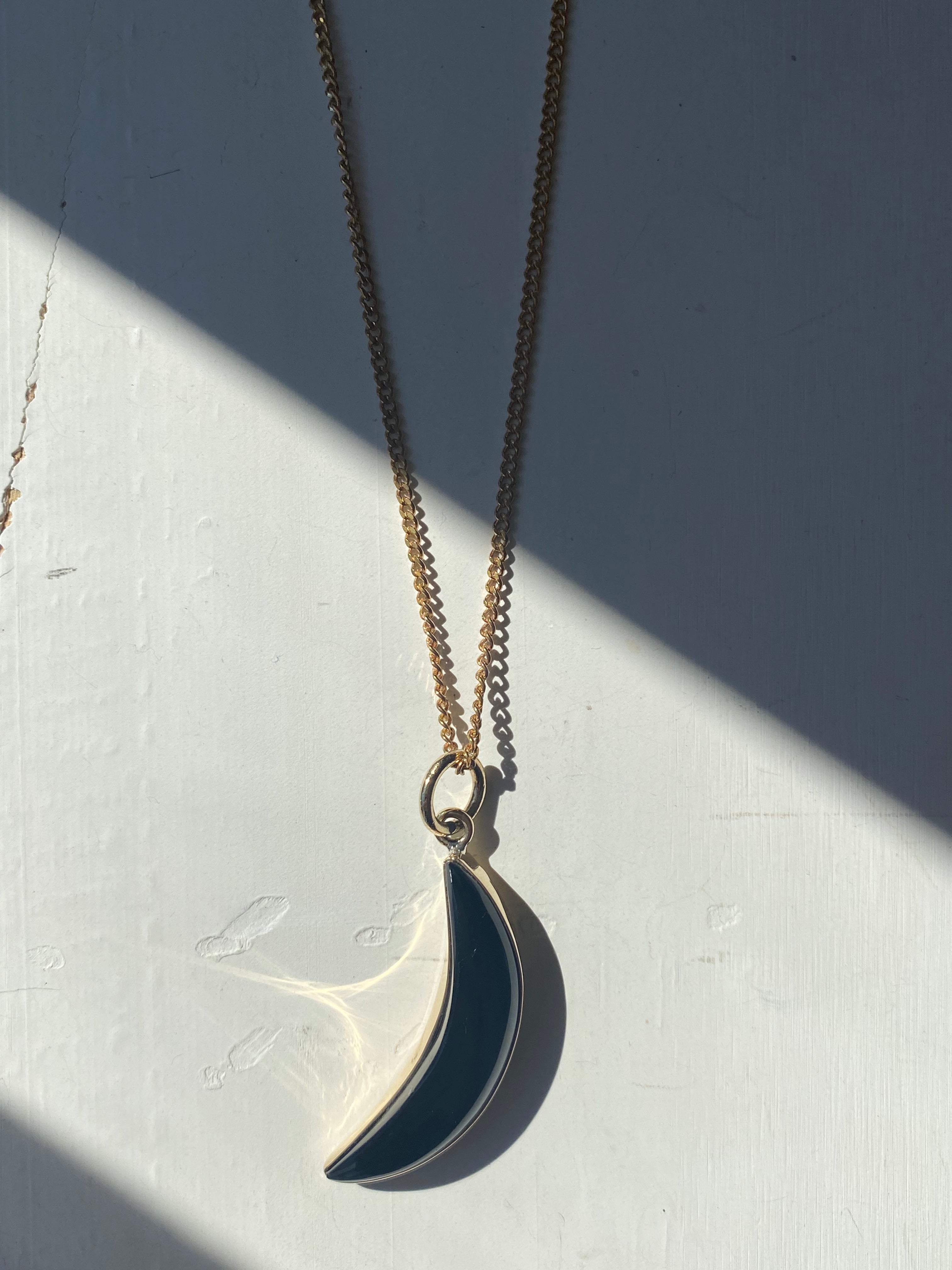 Obsidian moon necklace