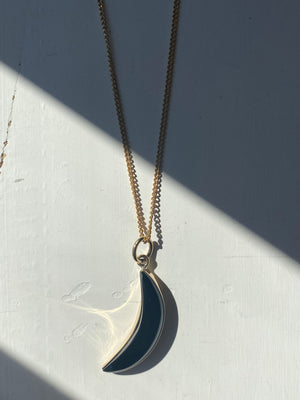 Obsidian moon necklace