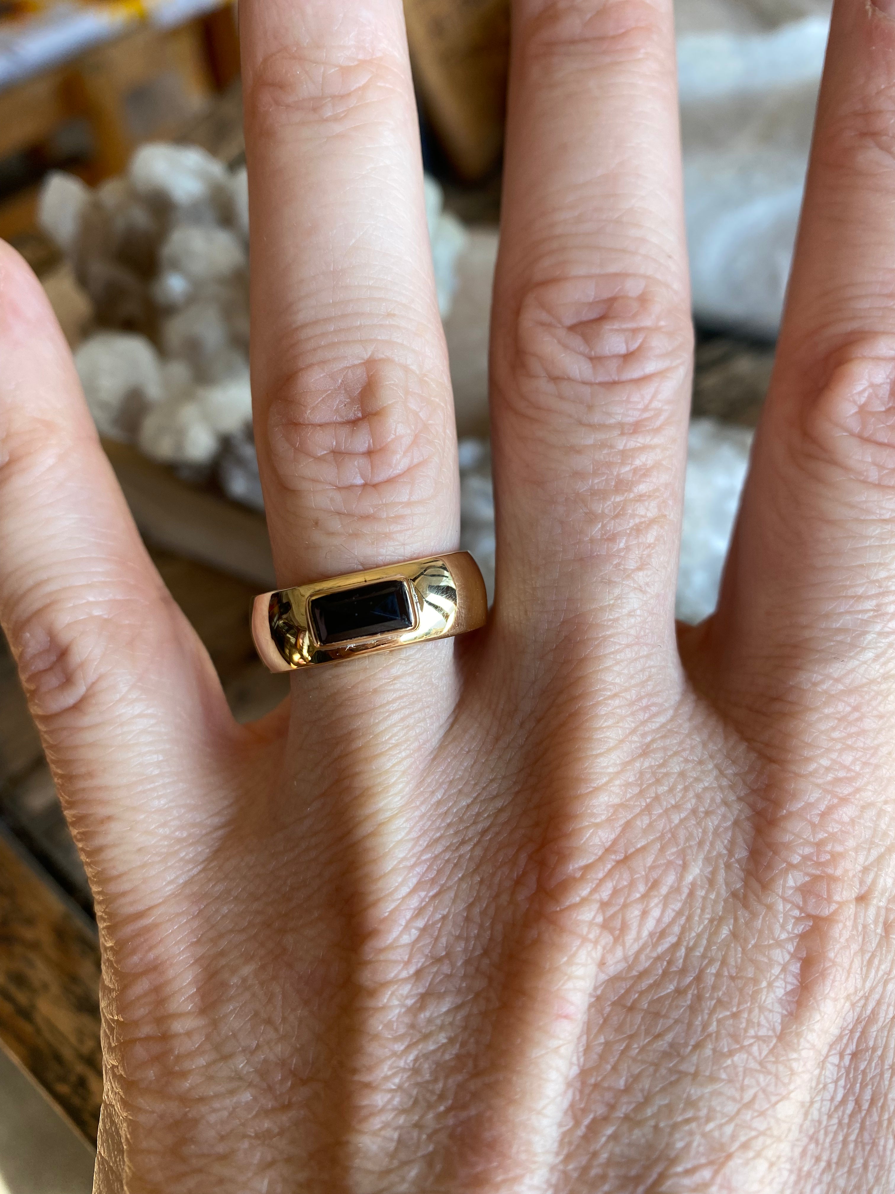 Onyx baguette half round ring Lissa Bowie
